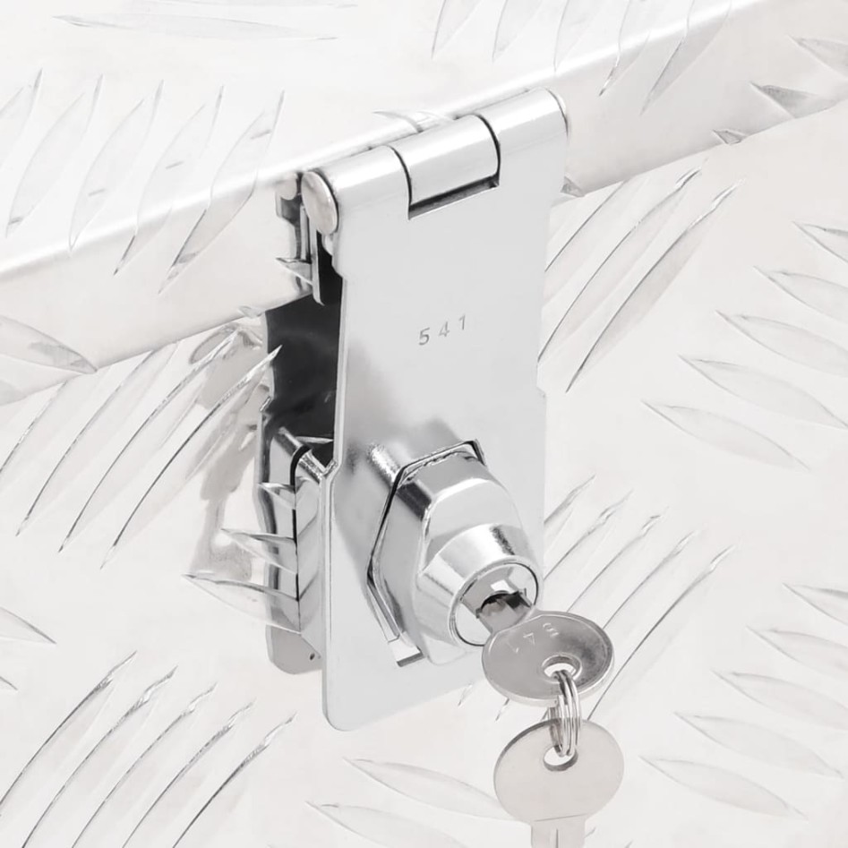 Caja de almacenaje de aluminio plateado 70x31x27