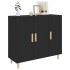 Aparador de madera de ingeniería negro 90x34x80