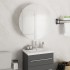 Armario de baño con espejo redondo y LED blanco 47x47x17,5