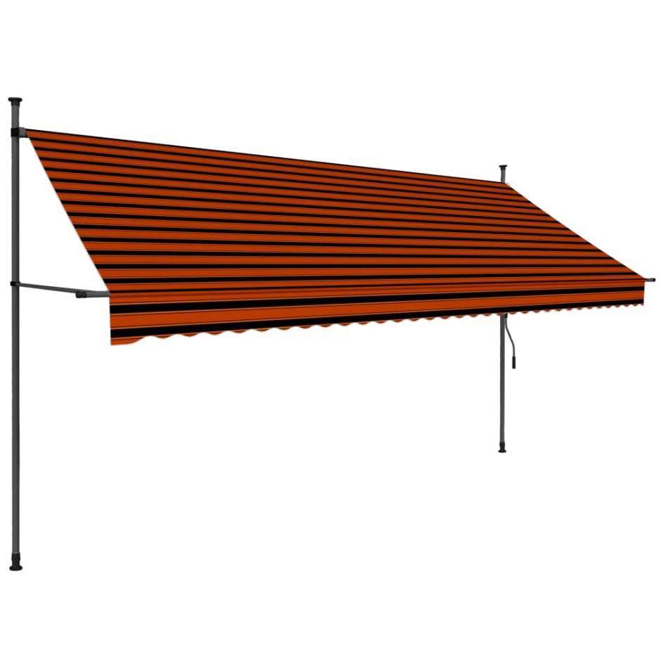Toldo manual retráctil con LED naranja y marrón 350