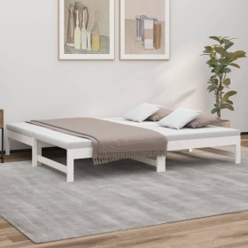 Sofá cama extraíble madera maciza de pino blanco 2x(75x190)
