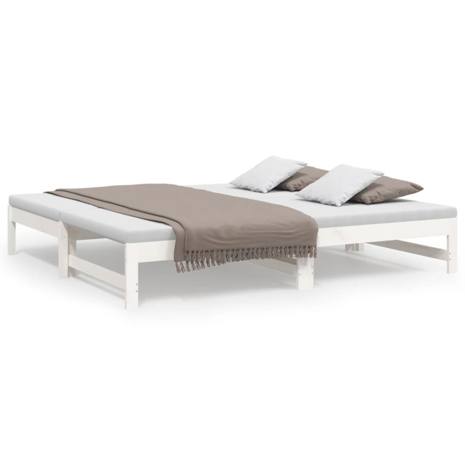 Sofá cama extraíble madera maciza de pino blanco 2x(75x190)