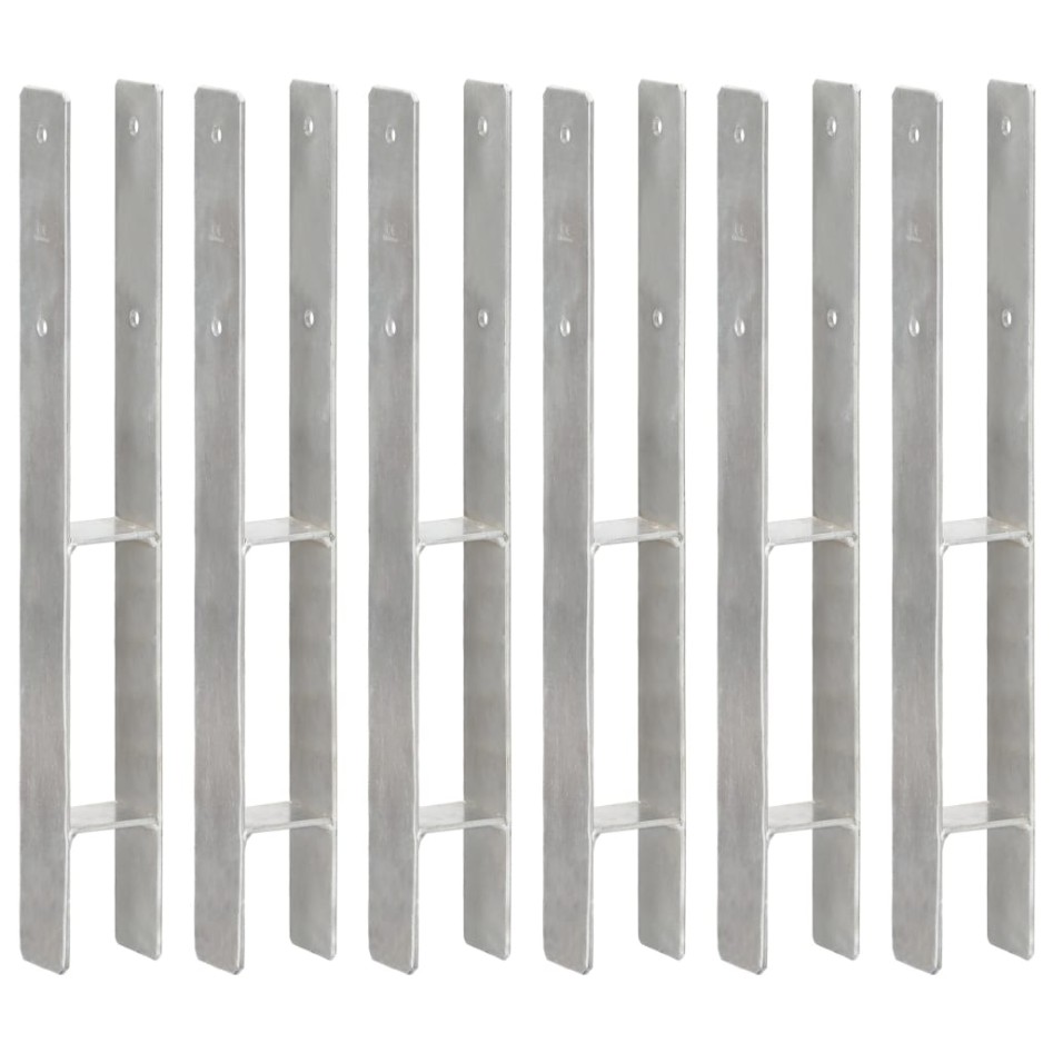 Anclajes de valla 6 uds acero galvanizado plateado 7x6x60