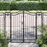 Puerta de jardín de hierro forjado negro 121x8x120