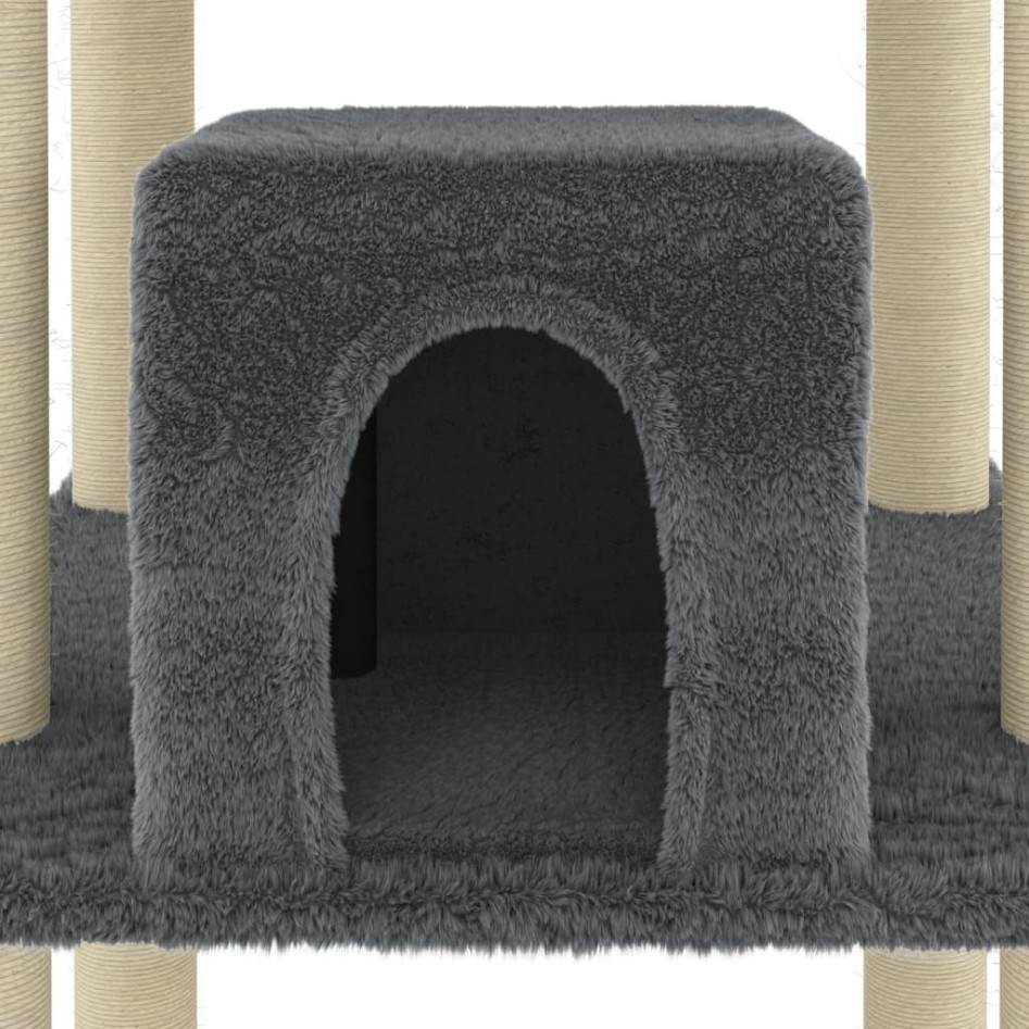 Rascador para gatos con postes de sisal gris oscuro 216