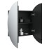Armario de baño con espejo redondo y LED negro 54x54x17,5