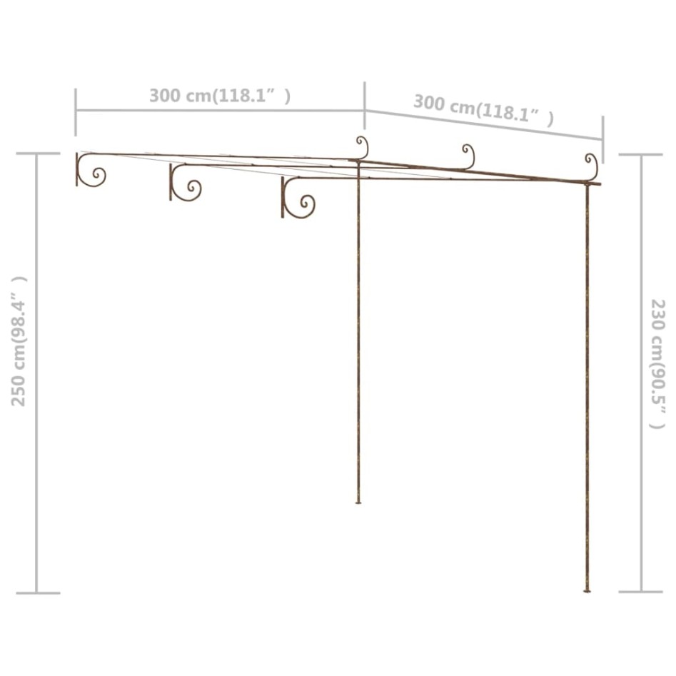 Pérgola de jardín marrón antiguo 3x3x2,5 m