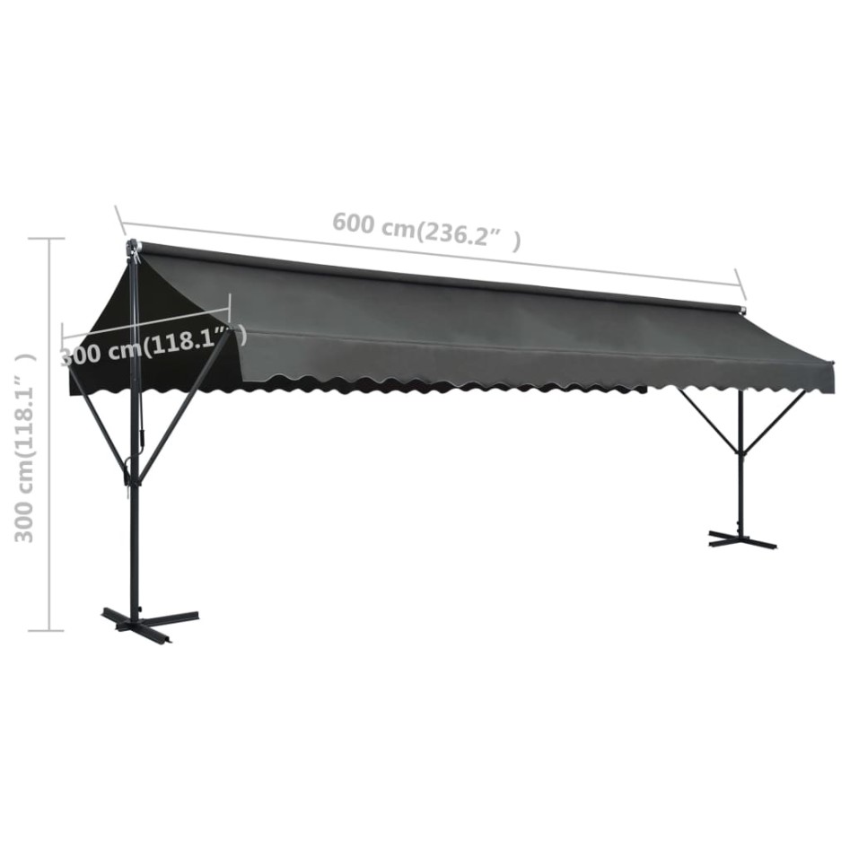 Toldo de pie independiente gris antracita 600x300