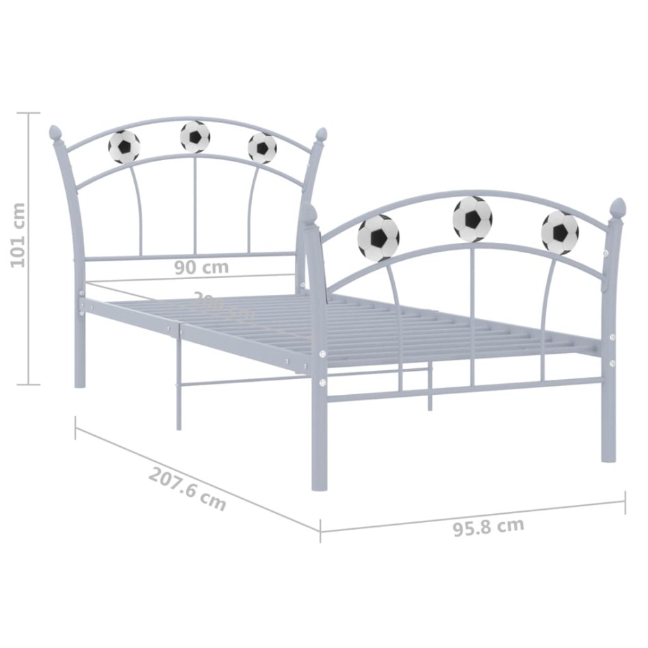 Estructura de cama sin colchón metal gris 90x200