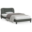 Estructura de cama con luces LED tela gris oscuro 100x200 cm