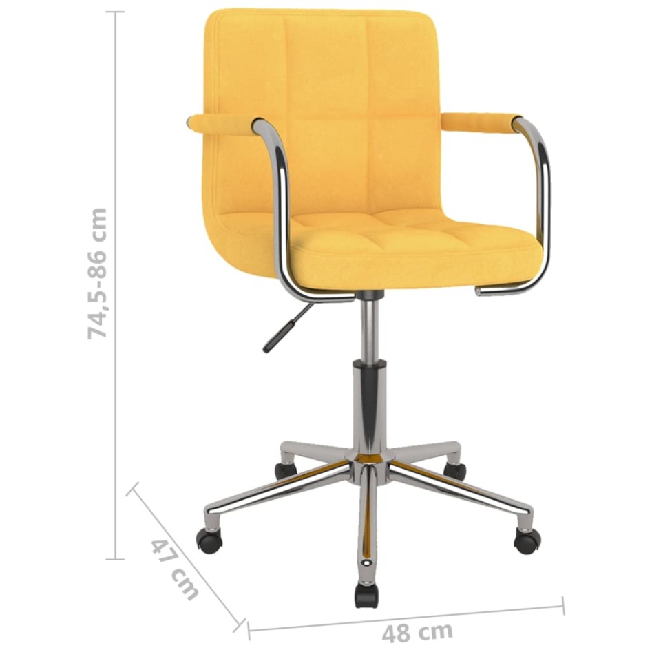 Silla de comedor giratoria de tela amarilla