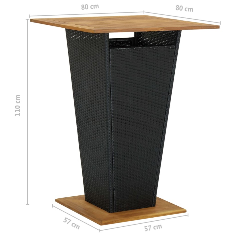 Set de bar de jardín 5 pzas y cojines ratán sintético