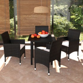 Set comedor de jardín 5 pzas con cojines ratán sintético