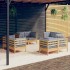 Juego de muebles de jardín 8 pzas y cojines madera de