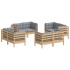 Juego de muebles de jardín 8 pzas y cojines madera de