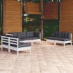 Muebles de jardín 7 pzas con cojines madera maciza de pino