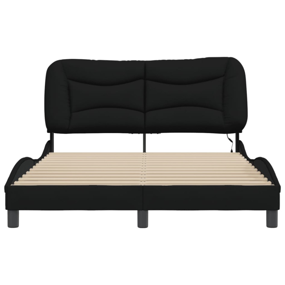 Estructura de cama con luces LED tela negro 120x200