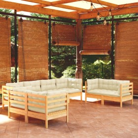 Muebles de jardín 8 piezas cojines madera maciza de