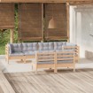 Juego de muebles de jardín 7 pzas y cojines madera maciza pino