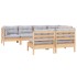 Juego de muebles de jardín 7 pzas y cojines madera maciza