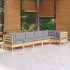 Juego de muebles de jardín 6 pzas y cojines madera de