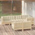 Muebles de jardín 8 pzas y cojines madera maciza de pino