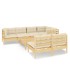 Muebles de jardín 8 pzas y cojines madera maciza de pino