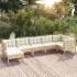 Muebles de jardín 7 pzas y cojines madera maciza de pino