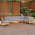Juego de muebles de jardín 7 pzas y cojines madera maciza