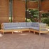 Juego de muebles de jardín 6 pzas y cojines madera maciza