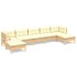 Muebles de jardín 7 piezas cojines madera de pino color
