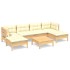 Muebles de jardín 7 piezas cojines madera de pino color