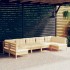 Muebles de jardín 7 pzas y cojines madera maciza de pino