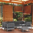 Juego de muebles de jardín 7 pzas y cojines madera de pino gris