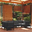 Muebles de jardín 6 pzas con cojines negro madera de pino