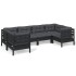 Muebles de jardín 6 pzas con cojines negro madera de