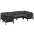 Muebles de jardín 6 pzas con cojines negro madera de