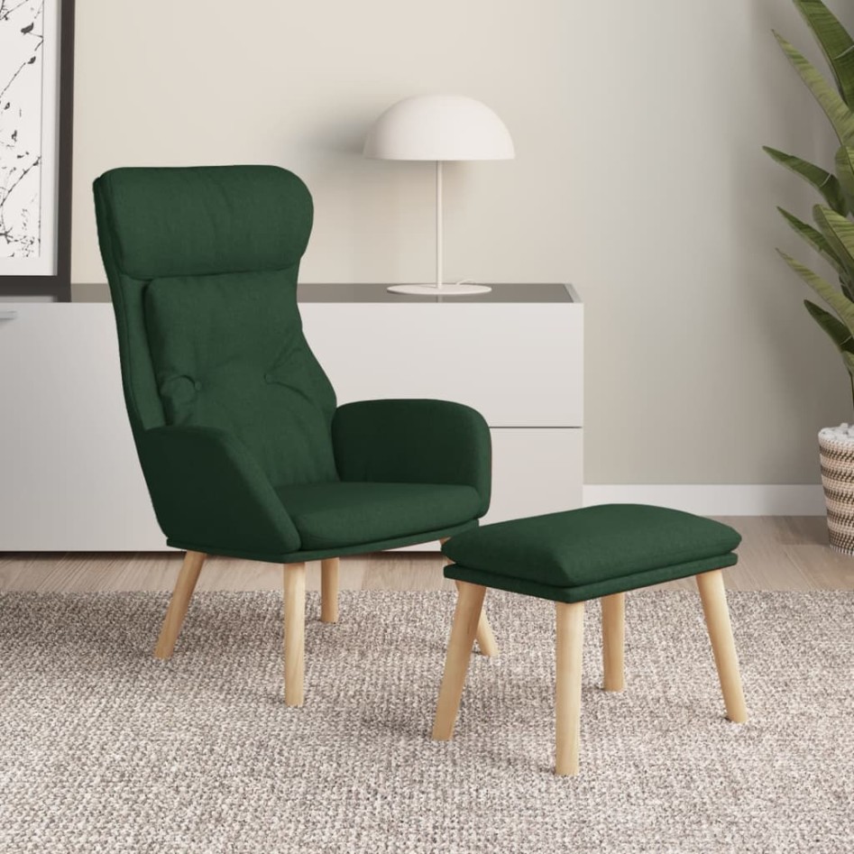 Sillón de relax con taburete tela verde