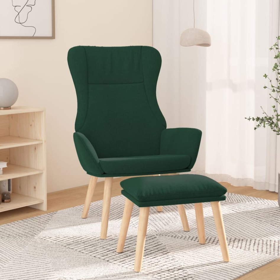 Sillón de relax con taburete tela verde