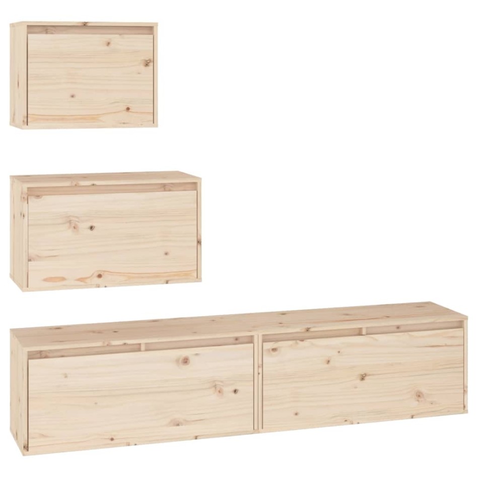 Muebles para TV 4 piezas madera maciza de