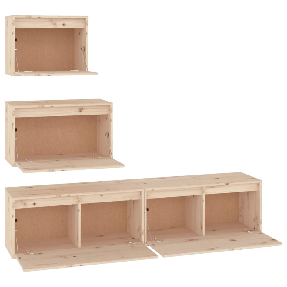Muebles para TV 4 piezas madera maciza de