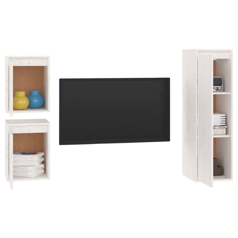Muebles para TV 3 piezas madera maciza de pino