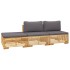Juego muebles de jardín 3 piezas y cojines madera maciza