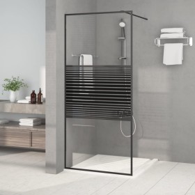 Mampara de ducha vidrio ESG transparente negro 90x195
