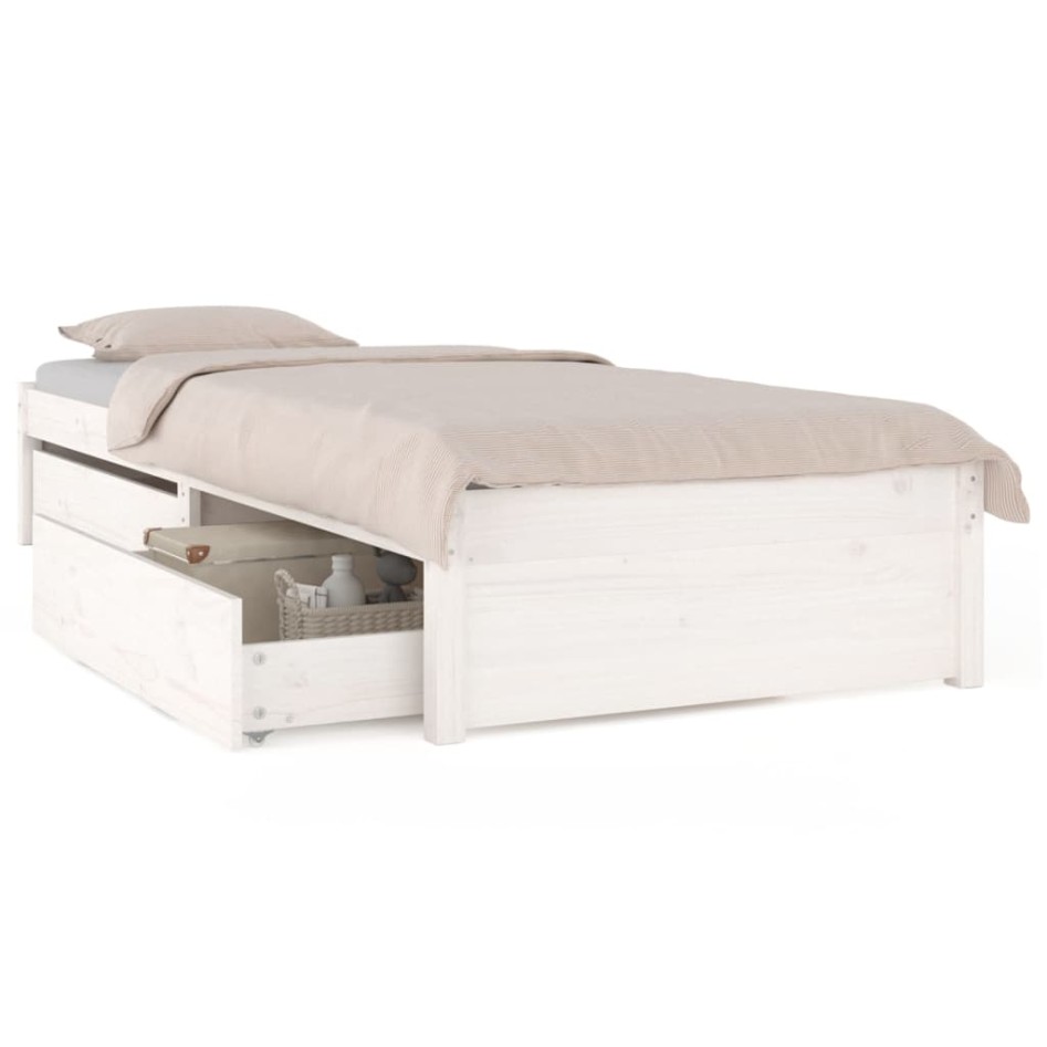 Estructura de cama con cajones blanco 75x190