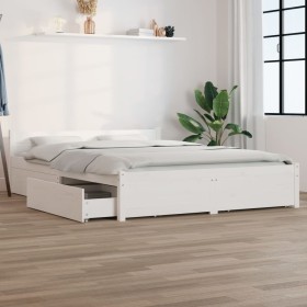 Estructura de cama con cajones blanco 160x200