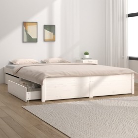 Estructura de cama con cajones blanco 160x200