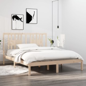 Estructura de cama de madera maciza de pino 160x200