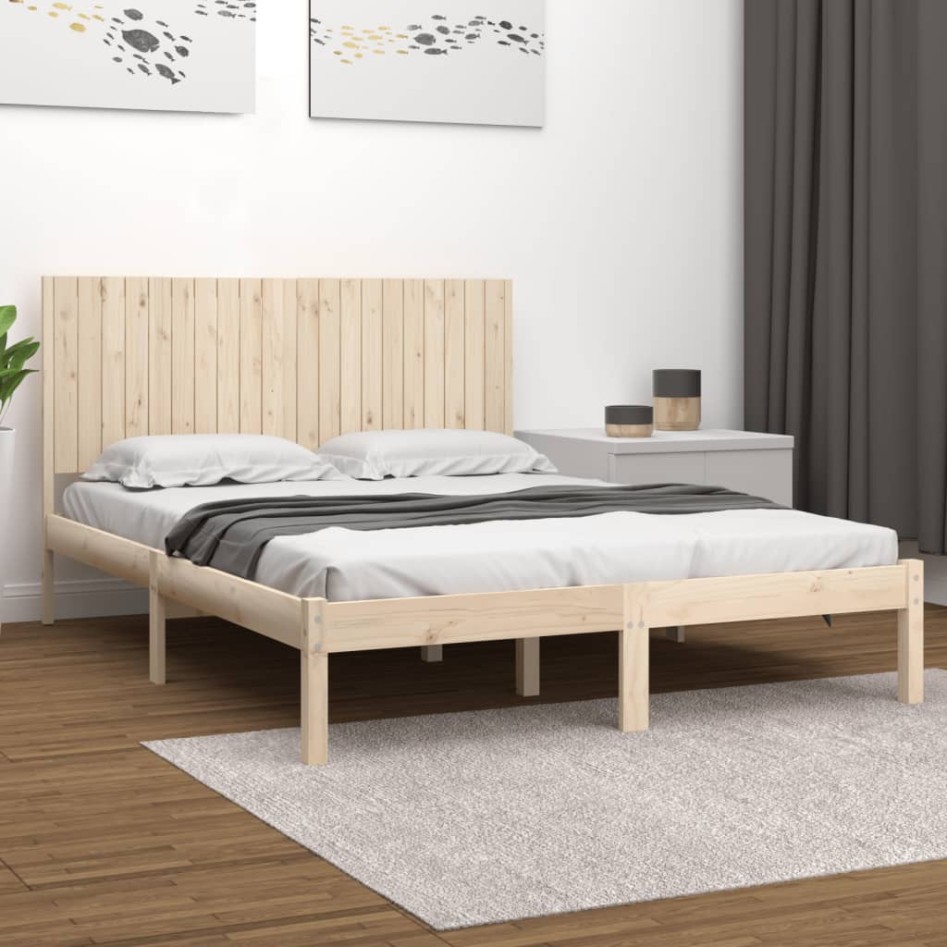 Estructura de cama sin colchón madera maciza de pino 200x200