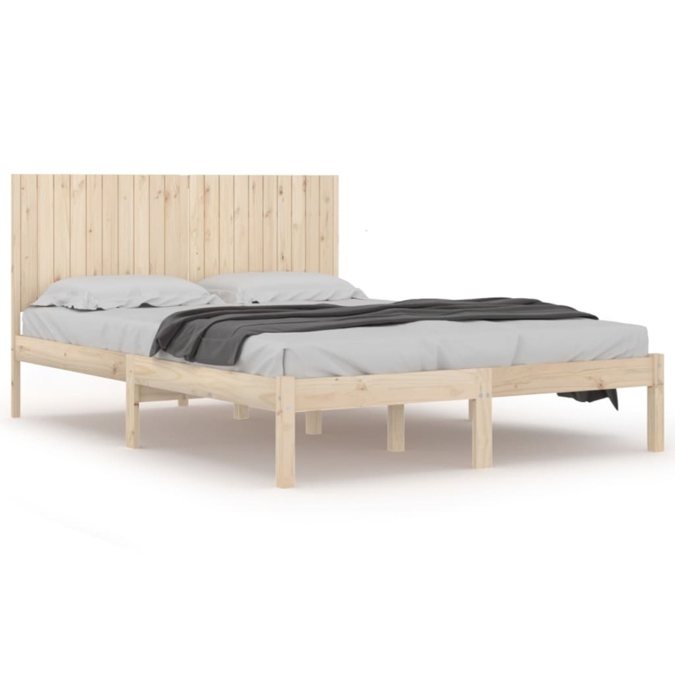 Estructura de cama sin colchón madera maciza de pino 200x200